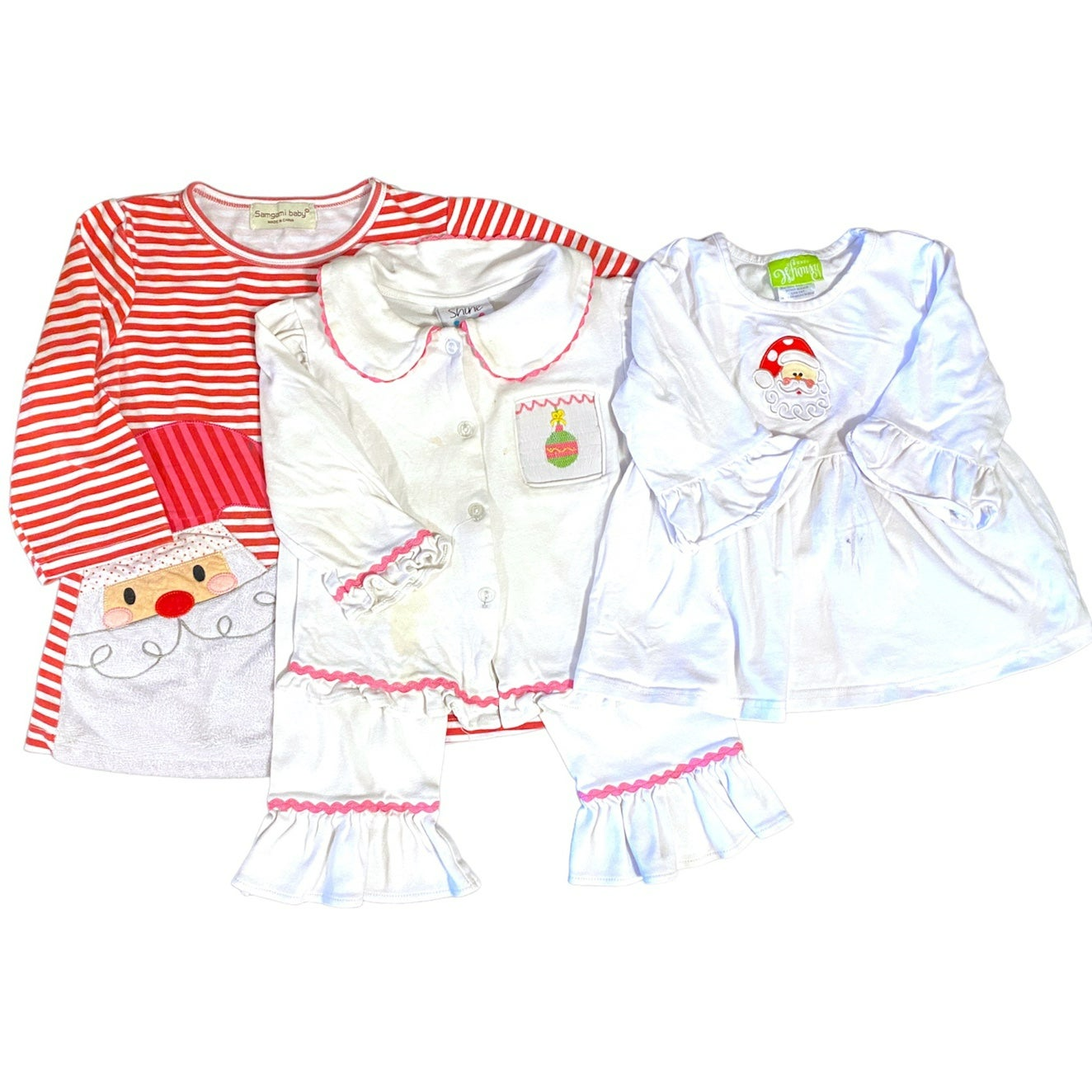 2T girls Christmas smock ruffle bundle