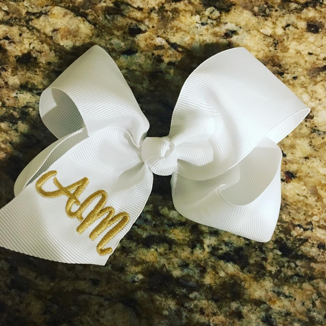 Large Bow with 3 Initial Monogram