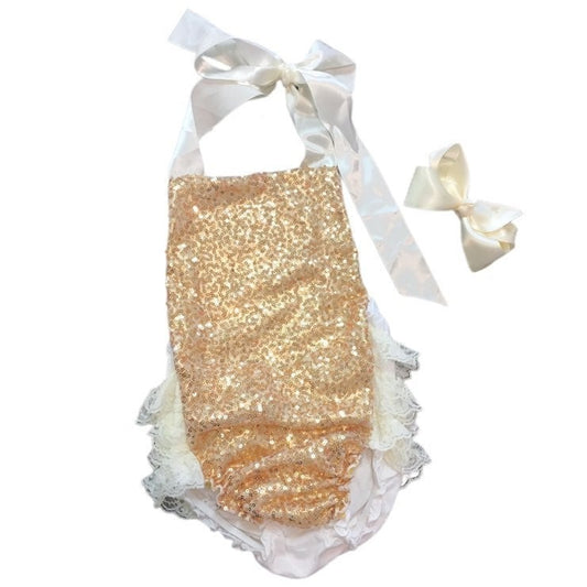 Gold sequin bubble & bow