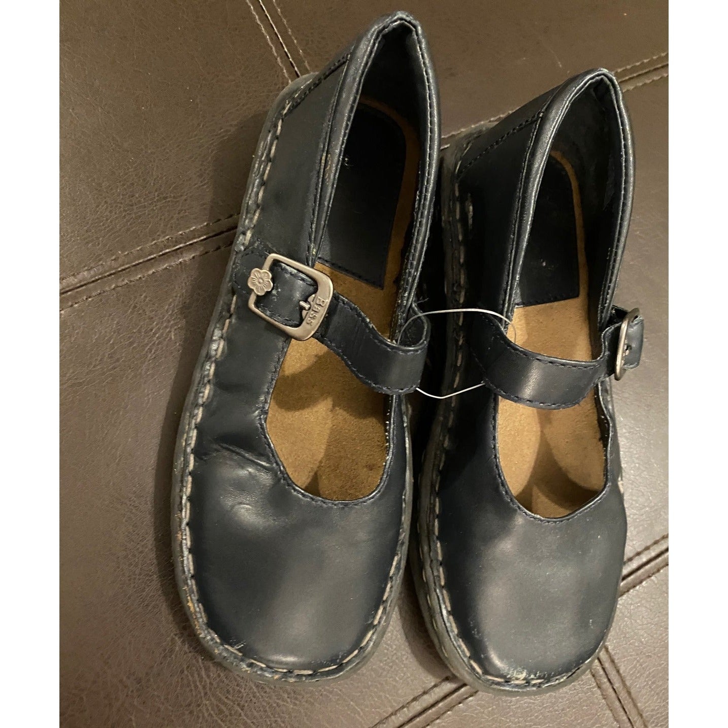 Girls 12.5 Navy Bass leather Mary Janes shoes