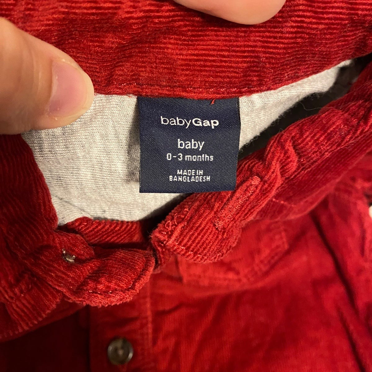 0-3 months BabyGap red corduroy romper