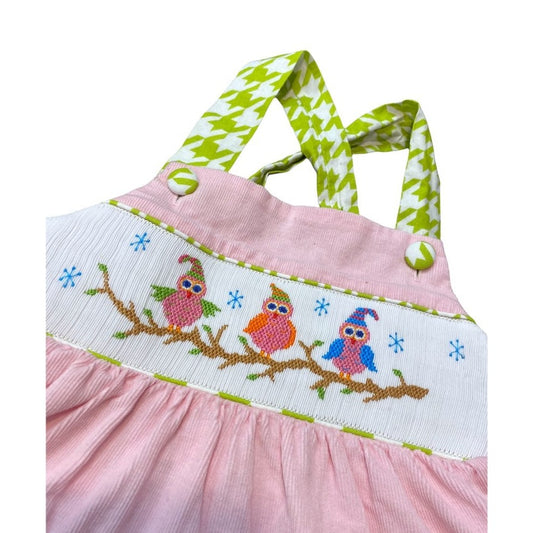 Size 2 smocked winter owl Dress