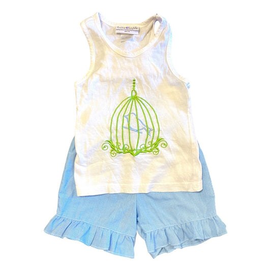 2T bird ruffle shorts outfit