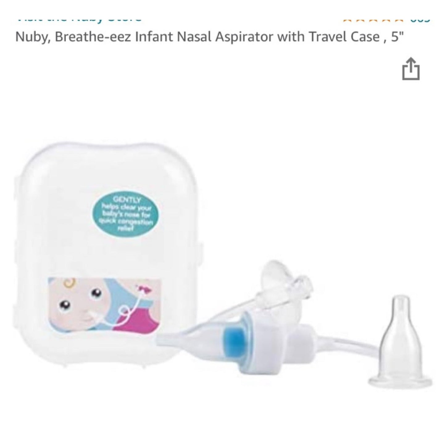 New Nuby, Breathe-eez Infant Nasal Aspirator with Travel Case , 5"