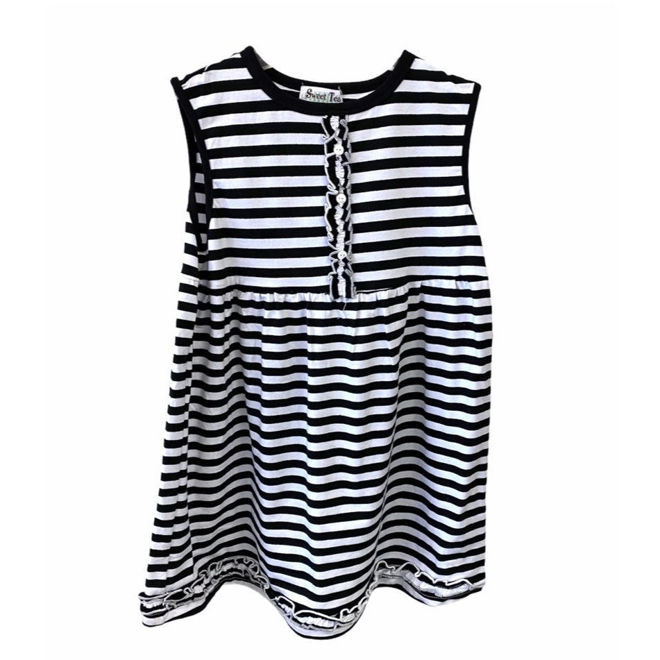NEW Black & white striped ruffle tunic