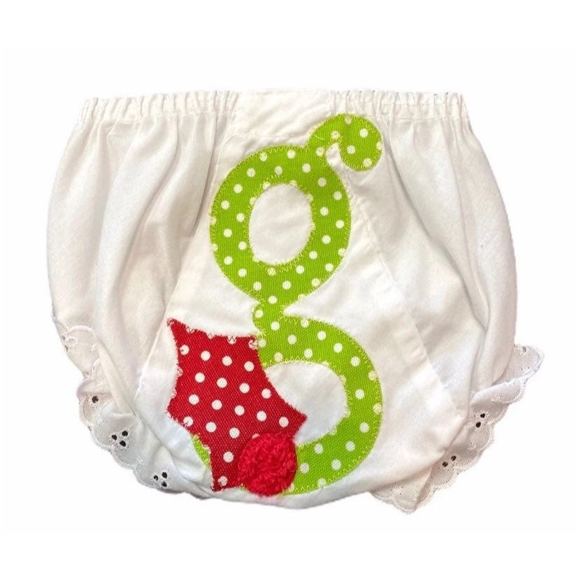 "G" applique Christmas bloomers