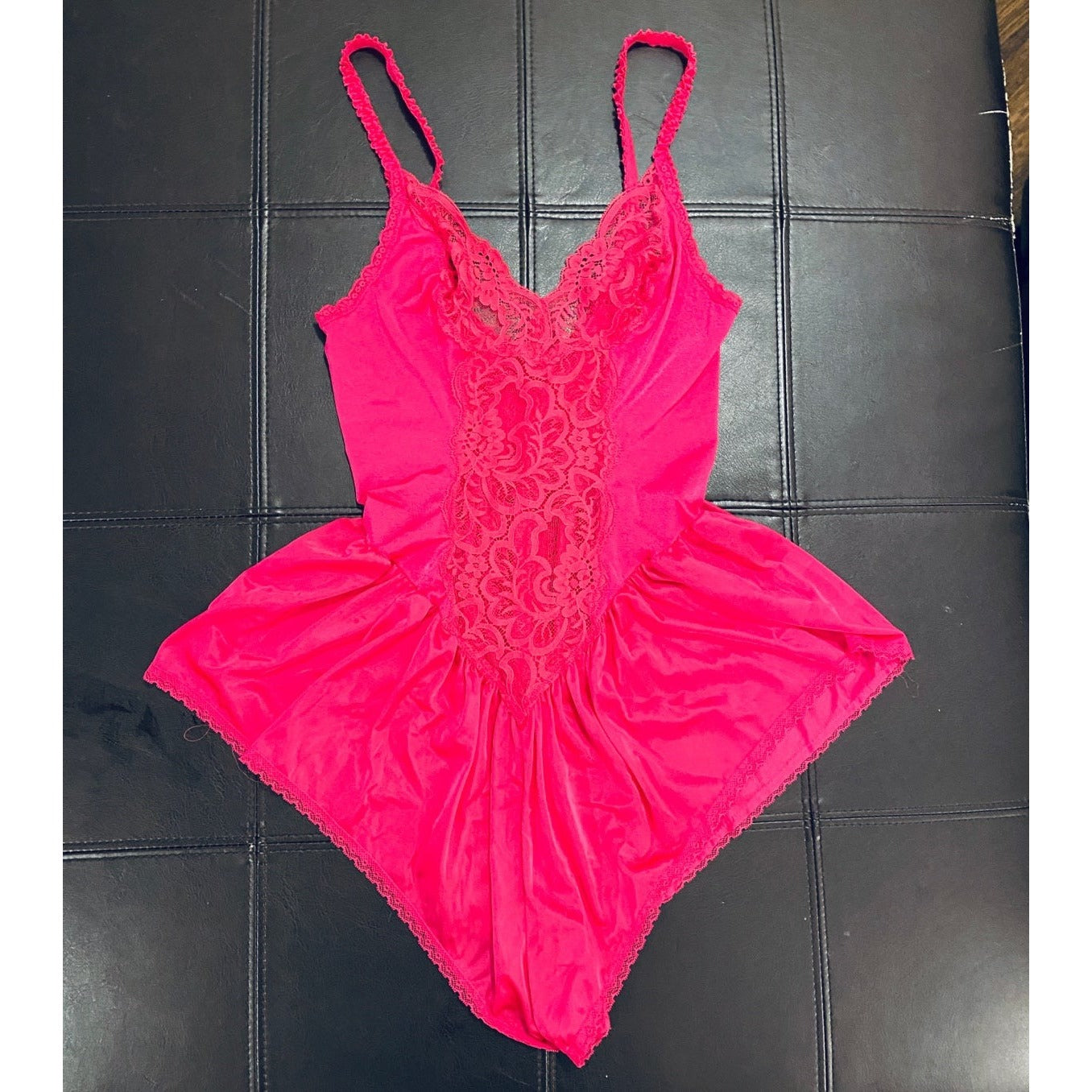 Vintage hot pink lace romper teddy lingerie