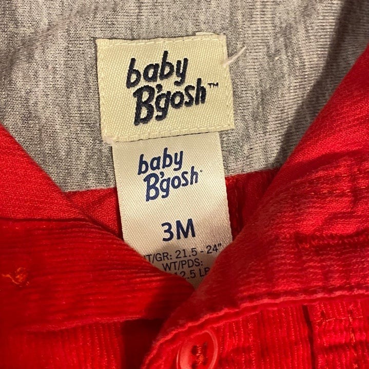 3 months baby b’gosh red corduroy romper