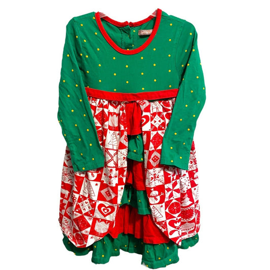 Size 5 Jelly the Pug Christmas ruffle dress