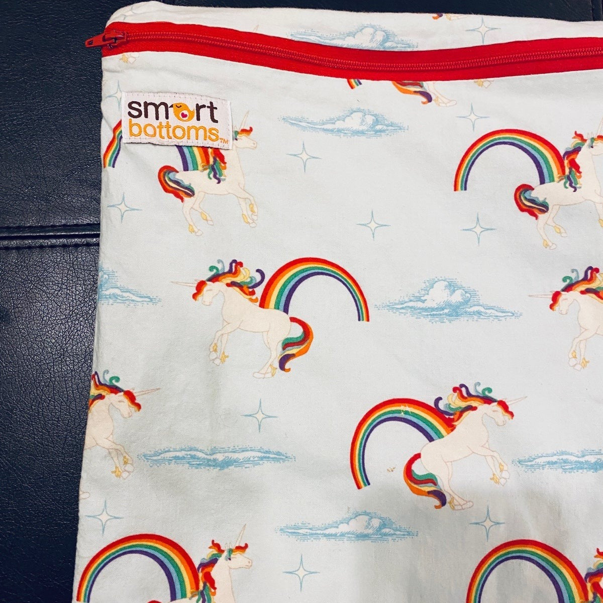 Smart Bottoms unicorn rainbow On The Go wet bag for cloth diapers