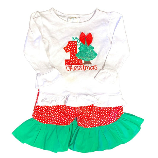 12 months First Christmas ruffle set