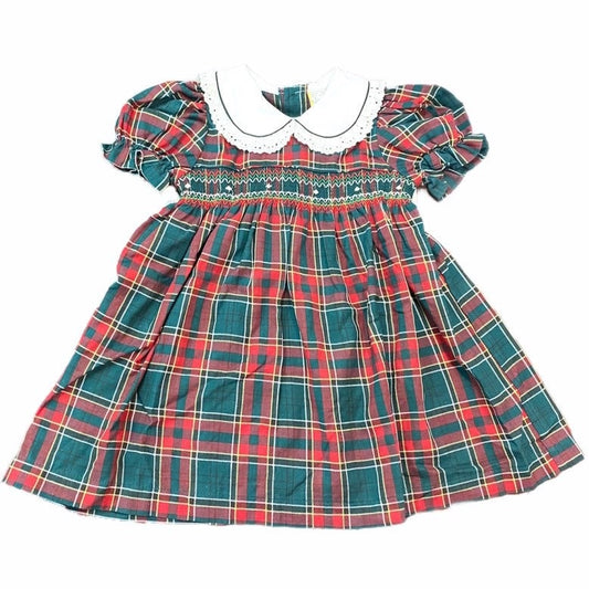 2T vintage smocked plaid dress