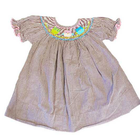 9 months Smocked owl Dress